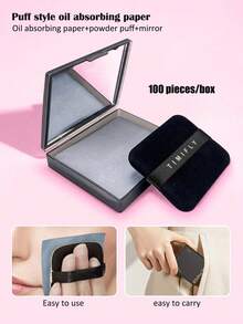 100PCS Facial Oil Control Paper + Square Powder Puff + 1 Mirror, Oil Absorption Control, Fresh Portable Facial Blotting Paper, Able To Absorb Excess Facial Oil, Suitable For Men And Women, Beginners, Skincare Products - Multicolor - View 7