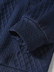 Vancamel Pulse Men's Outdoor Sport Style Jacket With Small Stand Collar, Solid Color Minimalist Versatile Wave Pattern Textured Jacket - Royal Blue - View 5