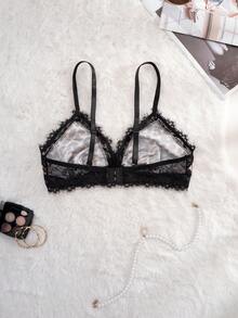 1pc Women's Lace Patchwork Leopard Print Comfortable Lingerie - Black - View 2