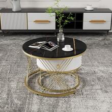 Elegant Nesting Coffee Table: Marble Look, Gold Decor, Side Table With Drawers - Set Of 2 - 1 - View 7