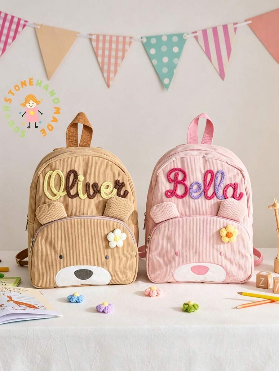1 pieza Mochila personalizada con nombre bordado lindo, bolsa multifuncional de gran capacidad, regalo de cumpleaños y vacaciones para amigos, niños y niñas, regalo de vuelta a la escuela