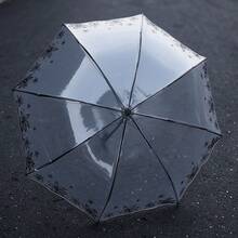 1pc Transparent Summer Flower Folding Umbrella, 3-Fold Apollo Cherry Blossom Design, Extra Large & Thickened, Manual Open, Japanese Style, Suitable For Women And Students, Ideal For School, Office, Home And Travel Use - One Size Fits All - View 8