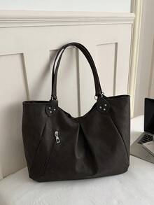 Large Capacity Tote Bag Women's Handbag Commuter Versatile Shoulder Bag Underarm Bag - Coffee - View 8