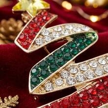 1-2pcs European Luxury Rhinestone Christmas Tree Brooch, Wavy Layered Five-Pointed Star Tree Design Exquisite Pin, Sparkling Rhinestone Craftsmanship, Can Decorate Sweaters, Coats, Handbags, Christmas Holiday Atmosphere Outfit Accessory, Suitable As Christmas Gift For Friends And Family, Party Gathering Holiday Decoration Jewelry - Multicolor - View 7