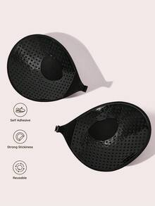1/2pcs Women's Silicone Adhesive Bra, Invisible Elastic Band Strapless Push-Up Design, Self-Adhesive Strapless Invisible Style, Suitable For Wedding Dress/Prom Dress Outfits, Off-Shoulder, Backless - Multicolor - View 3