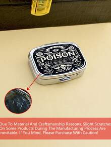 Poison Spirit Floral Pattern Metal Pill Box, Portable Medicine Storage Box, Medicine Vitamin Storage Organizer, Travel Pocket Pill Holder,Suitable For Pocket And Wallet, Unique Travel Gift, Pocket Pill Box | Retro Style | Embossed Metal Cover ﻿ ﻿ - Multicolor - View 6