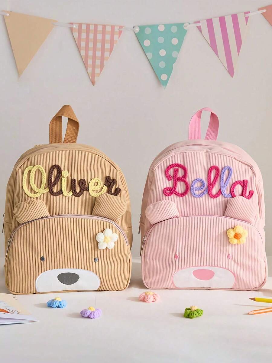 School Bag With Bear Face, Cute Birthday Gift, Back To School Season, Gift For Girls And Boys, Personalized Gift - Multicolor - View 1