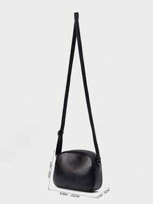 New Fashion Solid Color Lychee Texture Casual Versatile Multi-Functional Three-Layer Three-Zipper Large Capacity Adjustable Shoulder Strap High-Quality Minimalist Elegant Elegant Crossbody Bag Suitable For Office Workers Students Commuters - Black - View 6