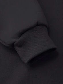 سويت شيرت بناتي ملون بطبعة حروف وزهور وردية بياقة دائرية، بلوزة كاجوال ناعمة بأكمام طويلة للأطفال - الأسود - مشاهدة 6