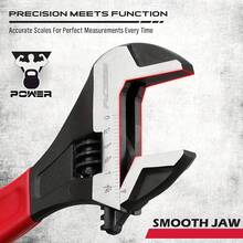 SEDY 3 Pieces Adjustable Wrench Set, Includes: 6", 8", 10" Pipe Wrenches, Wide Mouth Black Oxide Treated Wrenches, With Cushioned Handles, Laser Etched, Metric And Imperial Scales, CR-V Steel Material, Suitable For Professional Use - A - View 7