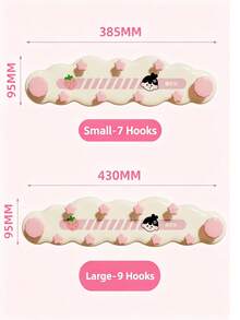 5/1pcsCream Minimalist Style Plastic Cloud Shaped Wall Hook Rack With Star Decor&Letter Print Detail, Punch-Free Strong Load-Bearing Hanging Holder,Multi-Hook Wall Mounted Hanger,Suitable For Entryway,Bedroom, Dormitory,Bathroom,Storage Organization - Multicolor - View 8