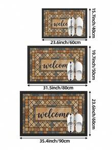 DAJIANG 1PC Door Mat Outdoor Rugs Retro Mosaic Tile Pattern Welcome Mat Runner Area Rug TPR Backing Non-Slip Floor Mat, For Bathroom, Indoor, Corridor, Bedroom, Living Room, Beside Throw Rugs Machine Washable Rug, Easy Clean Entryway Mat Fall Home Decor - Multicolor - View 3