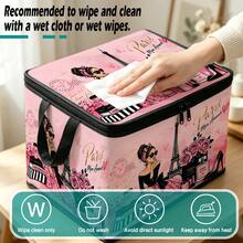 Multi-Size, Multi-Pattern Christmas Santa Claus Corgi Floral Bow Print Foldable Storage Box With Zipper Handle, Upgraded Fabric Large Capacity Storage Bin For Wardrobe, Dorm, Under Bed, Clothes, Bedding, Toys, Miscellaneous Items, Home Organization And Moving - Multi-color - View 11