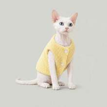 Cat Clothes Lamb Fleece Vest, Warm Home Vest For Autumn/Winter, Dopamine Color Scheme, Suitable For Cats And Dogs, Including Sphynx - Yellow - View 3