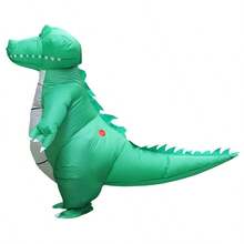Adult Inflatable Crocodile Riding Costume, Green Alligator Blow Up Suit, Funny Cosplay Outfit For Halloween, Christmas, Stage Show - Multicolor - View 3