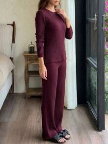 Women Sweater Co-Ords - Redwood - View 3