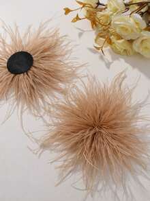 1pc Handmade Firework Feather Flower Brooch, Colorful Accessory For Women's Hats, Clothing, Wedding, Party - Feather Flower - View 24