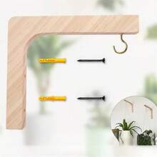 Wooden L-Shaped Plant Hanging Bracket With Hook, Wall Mounted Flower Pot Holder, Indoor Hanging Planter Support With Installation Screws - Multicolor - View 6