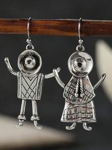 YOYO Creative Human Figure Pendant Earrings - Ideal Fashion Accessory For Friends' Daily Wear - Silver - View 3