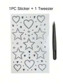 1pc/1set Silver Heart & Star Christmas Face Rhinestone Stickers, Self-Adhesive Glitter Face Stickers For Music Festival, Christmas Party Eye Makeup Decoration, With Exclusive Tweezers - Multicolor - View 11