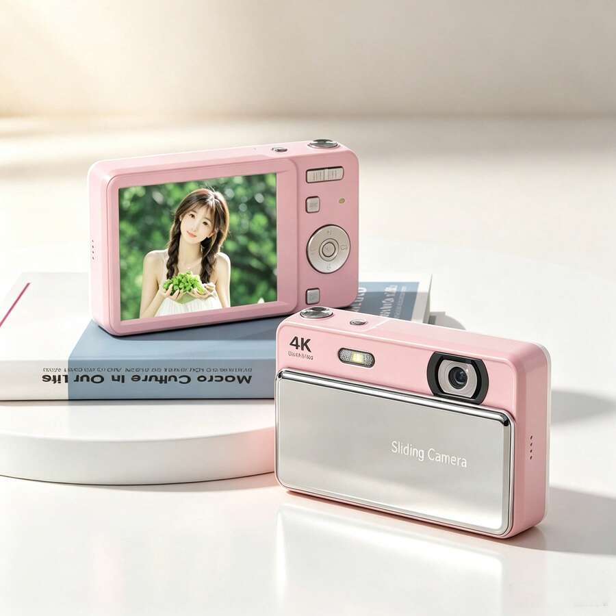 4K Sliding Digital Camera, 64MP Autofocus 16X Zoom, 2.8" IPS Screen LED Flash Multi‑Filters, Compact Portable Point & Shoot Cam For Students Travel Daily Use