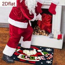 1 PC Santa Claus Decorative Welcome Mat | Suitable For: Various Rugs, Interior Decor, Floor Mats, Bedroom Rugs, Kitchen Mats, Home Decor, Entryway Mats, And Bathroom Mats. An Ideal Christmas Gift; Perfect For Christmas And Winter Decor. - A - View 3