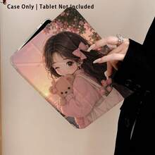 Girl, Bear, Bow Pattern Painted Effect Tablet Protective Case With Stand, Compatible With Honor 8/9/10/X8/X8A/X9/X8Pro/X9Pro/ MatePad SE 11 Inch/MatePad 11 Inch/11.5 Inch/MatePad Pro And More/, Apple 10th Gen/11th Gen 2025 (A16), Galaxy Tab A7/A9 And Other Popular Models - Multicolor - View 7
