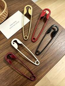 3pcs/Set Women's Large Safety Pin Style Hair Clips, Minimalist Metal Hair Clips, Back Bun Fixing Hair Accessories, 3 Colors Available, Suitable For Daily Hairstyle Decoration - Multicolor - View 2