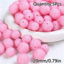 16/20mm 5顆裝彩色糖果圓形壓克力珠 DIY珠寶項鍊手鍊吊墜材料配件散珠 - 砂糖圓珠 - 查看 27