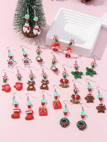 Set 12 Pasang Anting Natal Anak, Dekorasi Pesta Liburan, Hadiah Festival Lucu untuk Anak Perempuan - MultiWarna - View 9