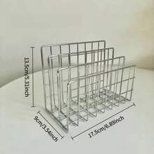 Minimalist Iron Desktop Organizer Rack Metal Desk Storage Shelf Book Stand Multifunctional Organizer - Light Grey - View 3