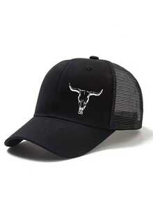 1PC Bull Head Graphic Print Baseball Cap, Unisex Fashion Versatile Trucker Hat, Baseball Cap Suitable For Daily Wear And Outings - Multicolor - View 8