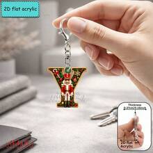 2D Flat Acrylic Christmas Nutcracker Initial Letter Keychain, A-Z 26 Letters, Festive Bag Charm & Key Ring, Cute Holiday Gift For Friends, Women & Men - Multicolor - View 16