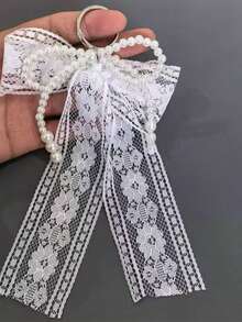 New Korean Style Ins Niche Pearl Lace Bow Pendant, High-End Elegant Bag Charm Suitable For Backpack Accessories, Handmade Materials And Jewelry Making, Perfect Christmas And Halloween Gift - 1 - View 10