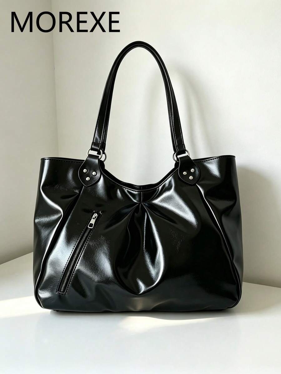 Large Capacity Women's Tote Bag, Minimalist Versatile Shoulder Bag, Commuter Style For Work And Outings