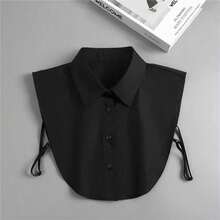 1/2pcs Detachable False Shirt Collar, Black White Decorative Lapel Fake Collar, Tie Strap Design, Sweater Coat Fashion Accessory - Multicolor - View 4