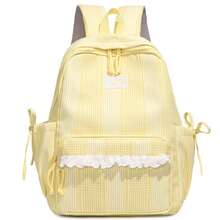 1pc Personalized Striped Lace Backpack, Large Capacity Lightweight Daily Use Bag, Customized Embroidered Name, Suitable For School, Commute And Travel, Perfect Gift - Multicolor - View 16
