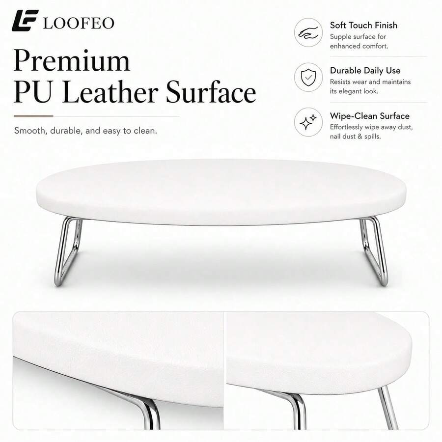 Oval Nail Armrest Table, PU Leather Nail Hand Pillow With Stainless Steel Support, Suitable For Salon Nail Art - White - View 1