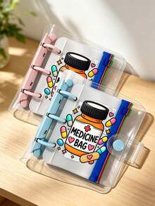 صندوق تخزين الأدوية مطبوع عليه كلمات "Medicine Bag" وزجاجة الأدوية، صندوق تخزين الأدوية لمدة 7 أيام، حقيبة تخزين الأدوية مع 7 حجرات ملونة - متعدد الألوان - مشاهدة 2