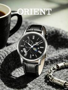 Orient Men's Automatic Dress Watch, Black Dial, Black Leather Strap, Dome Crystal, Transparent Bottom Sheet Back, RA-AK0010B10B - Silver - View 1