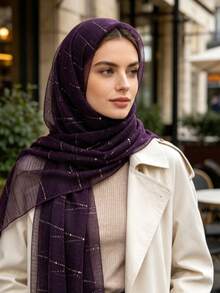 European Style Solid Color Sequin Headscarf, Spring/Autumn Fashion Women's Scarf, Evening Gown Shawl, Casual Dual-Use Silk Scarf Accessory - Multicolor - View 10