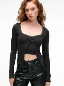 ELVURA Women's Flexible Fabric Lace Detailed Collar Buttoned Blouse And Tank Top Two Pieces Set Black Blouse - Black - View 3