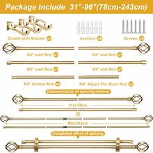 1 Set Double Rod Curtain Rod Kit, Metal Adjustable Splice Double Rod Curtain Rod Set, Suitable For Windows, Comes With Brackets, Perfect For Bathroom, Bedroom And Living Room Blackout Curtains (Gold) - American Style Double Rod - Gold - View 15