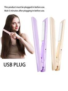 Alat Pelurus & Pengeriting Rambut Mini 2-in-1 - Menggabungkan Fungsi Pelurus dan Pengeriting, Menciptakan Gaya Rambut Bervolume dan Tekstur Rambut Halus, Desain Anti-Luka Bakar Bertenaga USB, Alat Penata Rambut Portabel untuk Bepergian, Cocok untuk Salon, Pilihan Hadiah - MultiWarna - View 1