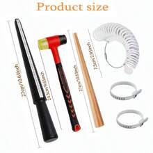 KLONKEE 6pcs Jewelry Repair Tool Set - Includes 25mm Rubber Mallet, Repairing Wooden Stick, Ring Sizer, Measuring Tape, Suitable For Ring Repair And Measurement, Wedding/Engagement Ring Adjustment - Multicolor - View 2