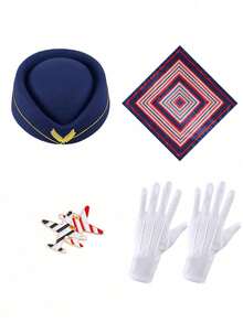 COS Flight Attendant Pilot Beret Costume Set, Sexy Bar Uniform For Single Party Nightclub Performance Stage - Flight Attendant 4-piece Set - View 6