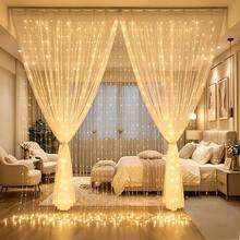 Indoor Hanging LED Curtain String Lights, Battery Operated Twinkle Fairy Lights, Romantic Backdrop Light For Wedding, Bedroom, Christmas, Party Decor - Curtain Lights 5 - View 6