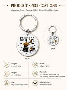 Cute Spooky Halloween Keychain, Hey Boo Ghost Pumpkin Double‑Sided Stainless Steel Bag Charm For Purse, Backpack, Christmas Gift For Spooky Lovers - Multicolor - View 3