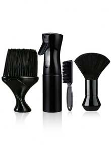 11Pcs Hair Styling Tools Kit, Solid Black Glossy Design, Durable Plastic & Nylon Bristle, For Salon & Home Hair Styling, Includes Scalp Massager, Spray Bottle, Combs, Brushes And Hair Clips - Black Suit - View 12