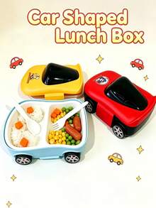 Cool Sports Car Shaped Lunch Box With Wheels, Divided Compartments, Portable Meal Box, Outdoor Picnic Student Home Use Anti-Drop Bento Box - Multicolor - View 3